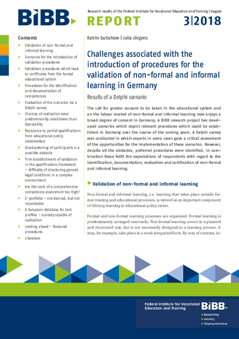 Coverbild: Challenges associated with the introduction of procedures for the validation of non-formal and informal learning in Germany