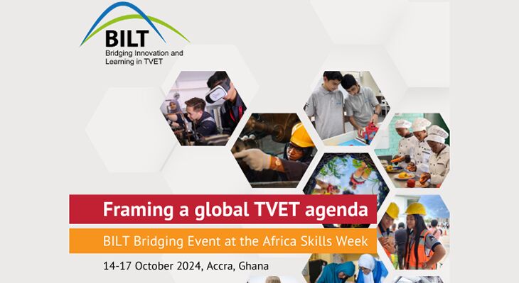 Logo auf dem steht: " Framing a global TVET agenda, BILT Bridging Event at the Africa Skilss Week"