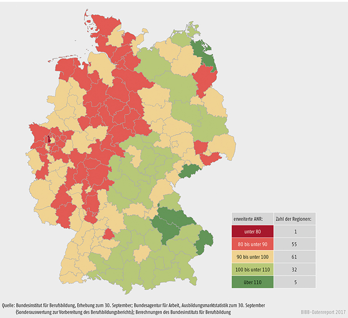 Schaubild A1.1.2-3: Regionale Angebots-Nachfrage-Relationen im Jahr 2016 (erweiterte ANR)