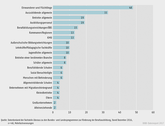 Schaubild A9.4.2-4: Adressaten der Angebote zur Förderung der Berufsausbildung in % der Bundesprogramme