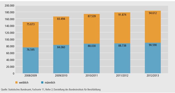Schaubild B4.3-1: Entwicklung der Schüler/ -innen an Fachschulen 2008/2009 bis 2012/2013