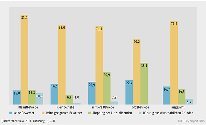 Von Betrieben selbst genannte Gründe für unbesetzte Stellen, 2011 (in %)
