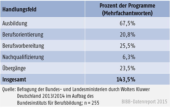 Programm nach Handlungsfeldern (in %)